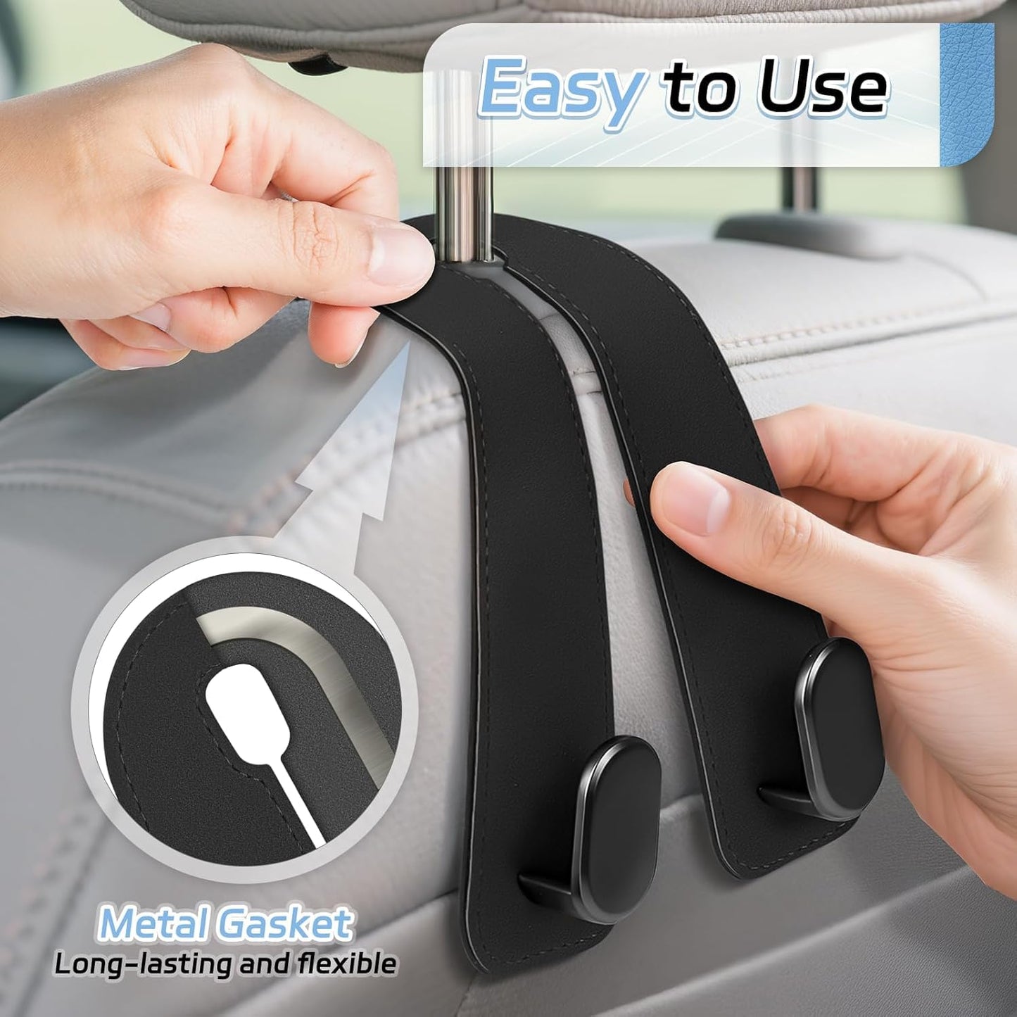 SeatMate Storage Hook | Made with Vegan Leather | Pack of 2 Hooks
