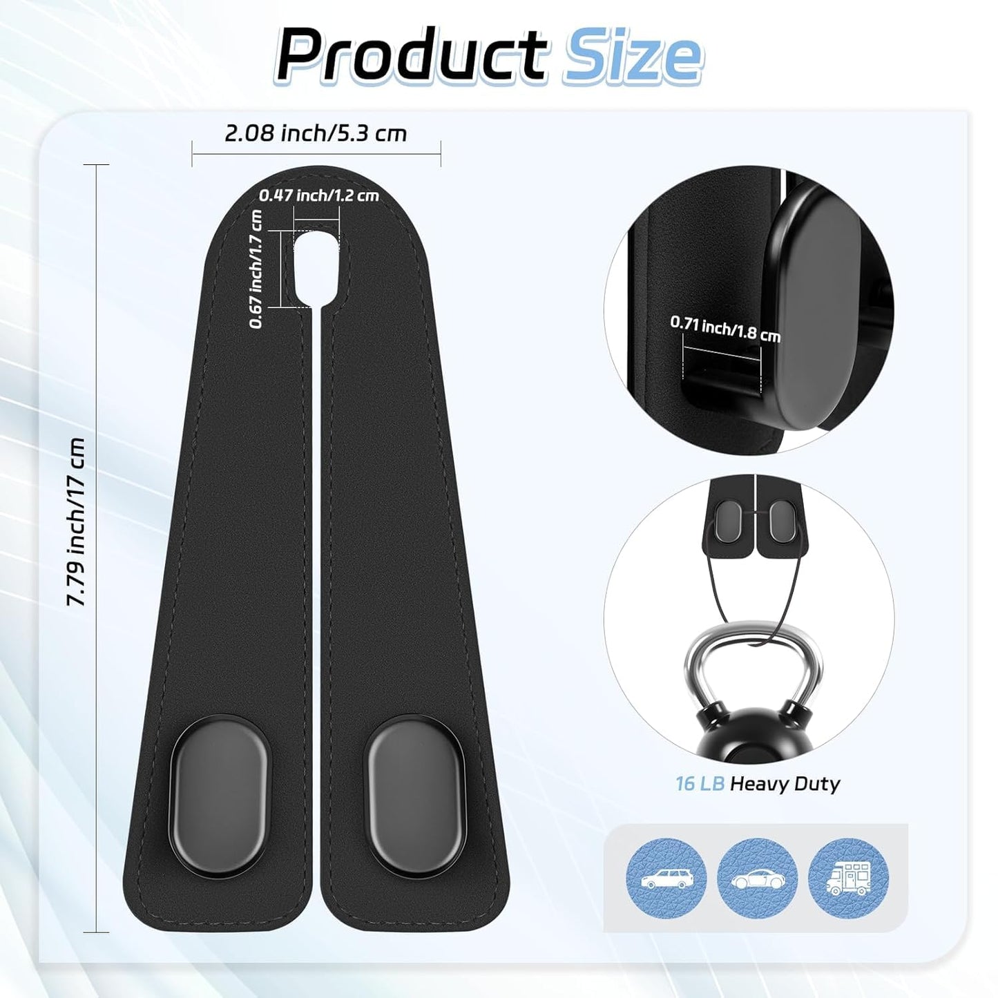 SeatMate Storage Hook | Made with Vegan Leather | Pack of 2 Hooks